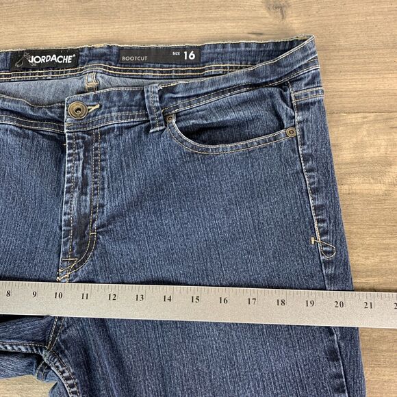 Jordache Womens Jeans Bootcut Size 16 Stretch Waist Dark Wash Flap Pockets - Picture 4 of 9